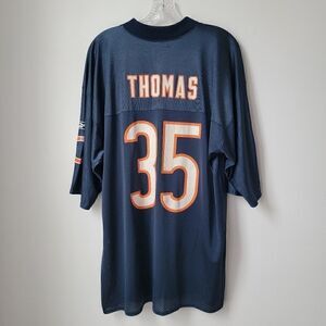 Nfl Reebok Bears Thomas 35 Jersey Blue, Orange and White Size Large